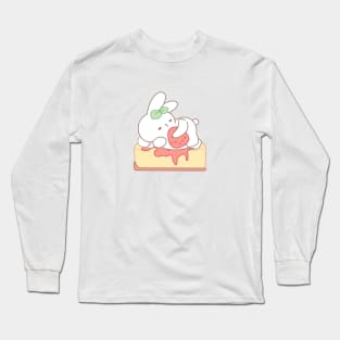 Adorable Bunny Lying on a Luscious Cheesecake Long Sleeve T-Shirt